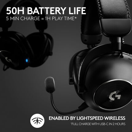 Logitech G Pro X 2 LIGHTSPEED Auriculares Gamer Inalámbricos 50mm Bluetooth 50h batería