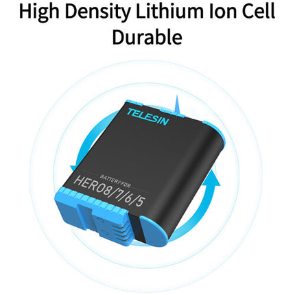 TELESIN Batería 1220mAh para GoPro HERO8 7 6 5 67 Minutos 4K