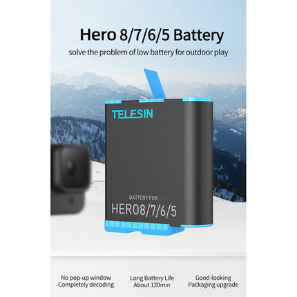 TELESIN Batería 1220mAh para GoPro HERO8 7 6 5 67 Minutos 4K