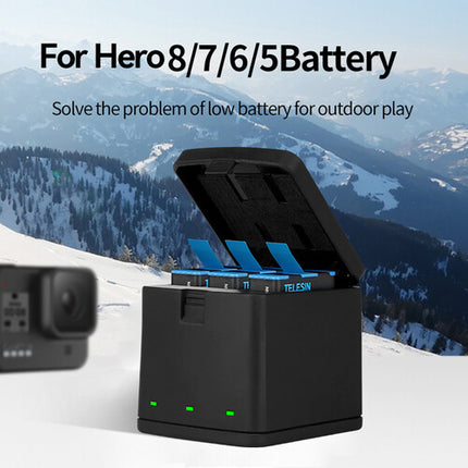 TELESIN Kit 3 Canales para GoPro con 2 Baterías 1220mAh y Caja Cargadora