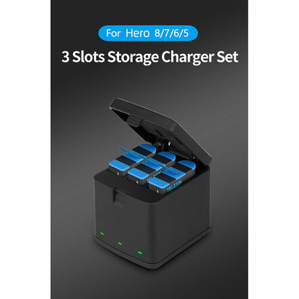 TELESIN Kit 3 Canales para GoPro con 2 Baterías 1220mAh y Caja Cargadora