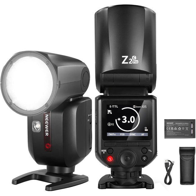 Neewer Z2PRO-C Flash Speedlite Canon 76Ws Cabezal Redondo Batería Litio