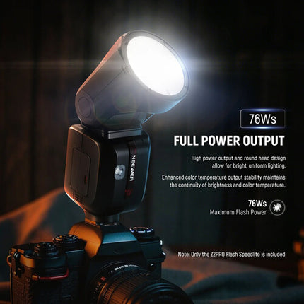 Neewer Z2PRO-N Flash Speedlite Nikon 76Ws Cabezal Redondo con Batería y USB-C