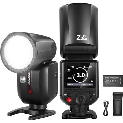 Neewer Z2PRO-S Flash Speedlite para Sony 76Ws Cabezal Redondo Batería y Cable USB-C