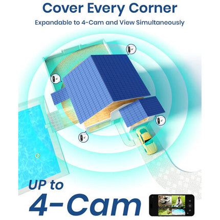 aosu SolarCam System Pro 2K Kit Cámaras Wi-Fi Exterior 2048x1536 166° Visión Nocturna