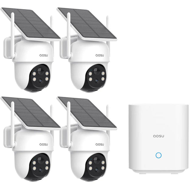 aosu SolarCam D1 Classic Kit de 4 Cámaras Wi-Fi 2K 2304x1296 PTZ Outdoor