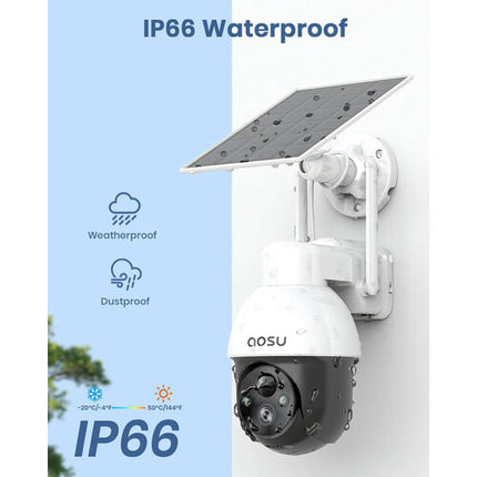 aosu 2K SolarCam D1 Lite Cámara de Seguridad Solar PTZ Wi-Fi 360° IP66
