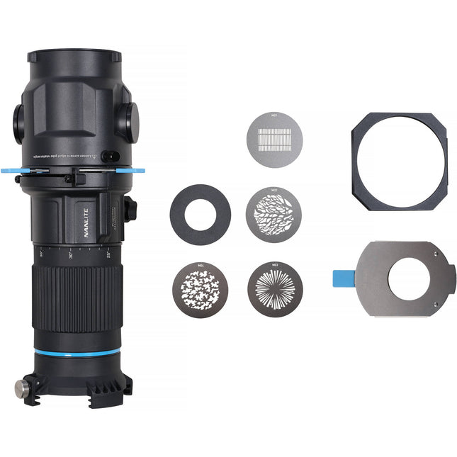 Nanlite Projection Attachment para montura Bowens con lente zoom 25-45° y portagobos incluido