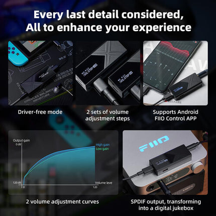 FiiO KA17 Amplificador y DAC portátil Bluetooth con 32-Bit 768kHz y DSD512