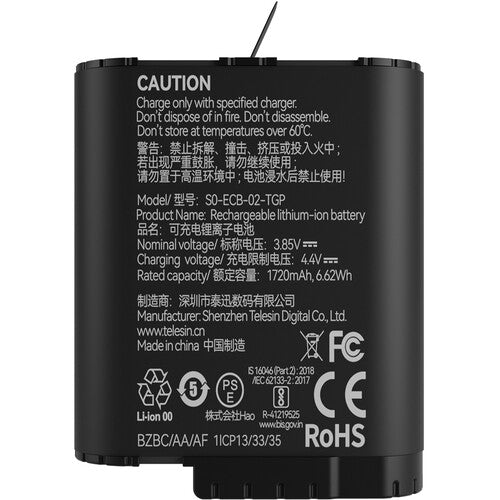 TELESIN Cargador con 3 Ranuras y 2 Baterías 1720mAh para GoPro HERO12 11 10 9