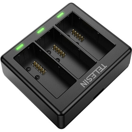 TELESIN Cargador 3 ranuras para batería GoPro HERO13 carga rápida 2A USB-C