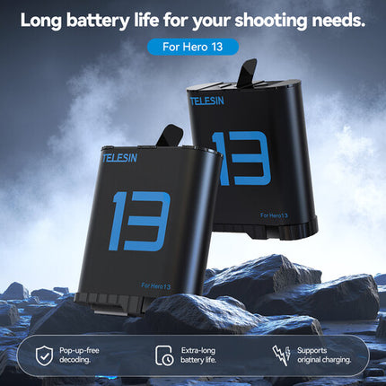TELESIN Batería para GoPro HERO13 1900mAh 7.39Wh 70 Minutos 4K