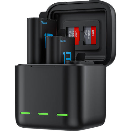 TELESIN Cargador y 2 Baterías 1900mAh para GoPro HERO13 con Almacenaje