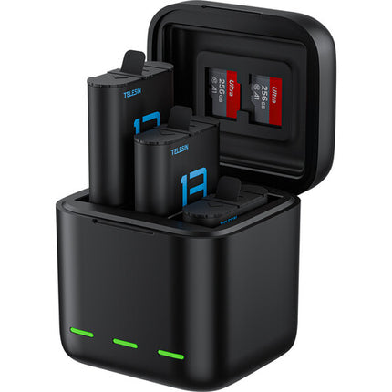 TELESIN Cargador y 2 Baterías 1900mAh para GoPro HERO13 con Almacenaje