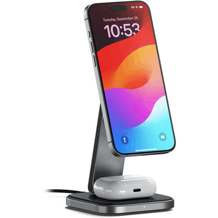 Satechi 2-in-1 Soporte Plegable de Carga Inalámbrica Qi2 15W USB-C