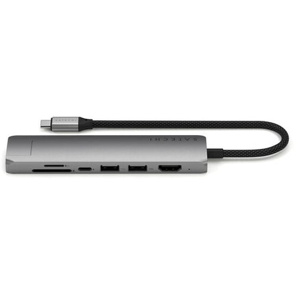 Satechi Slim USB-C 7-en-1 Adaptador Multi Puerto con Ethernet 100W PD 4K 60Hz Plata