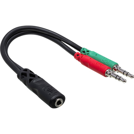 Hosa Technology Cable Adaptador Headset y Mic 3.5mm TRRS a Dual TRS