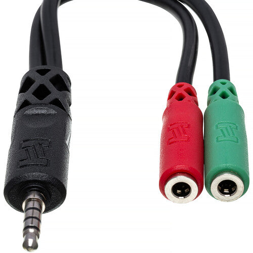 Hosa Technology Cable divisor para auriculares y micrófono 3.5mm TRRS a dual TRS