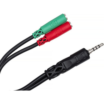 Hosa Technology Cable divisor para auriculares y micrófono 3.5mm TRRS a dual TRS