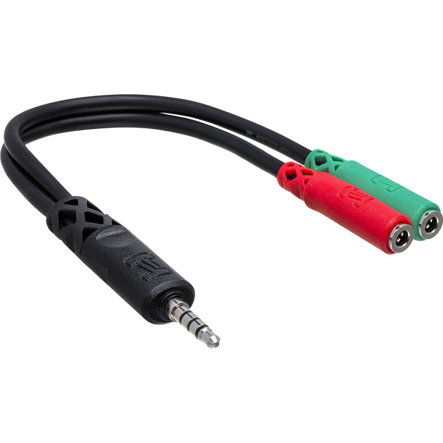 Hosa Technology Cable divisor para auriculares y micrófono 3.5mm TRRS a dual TRS