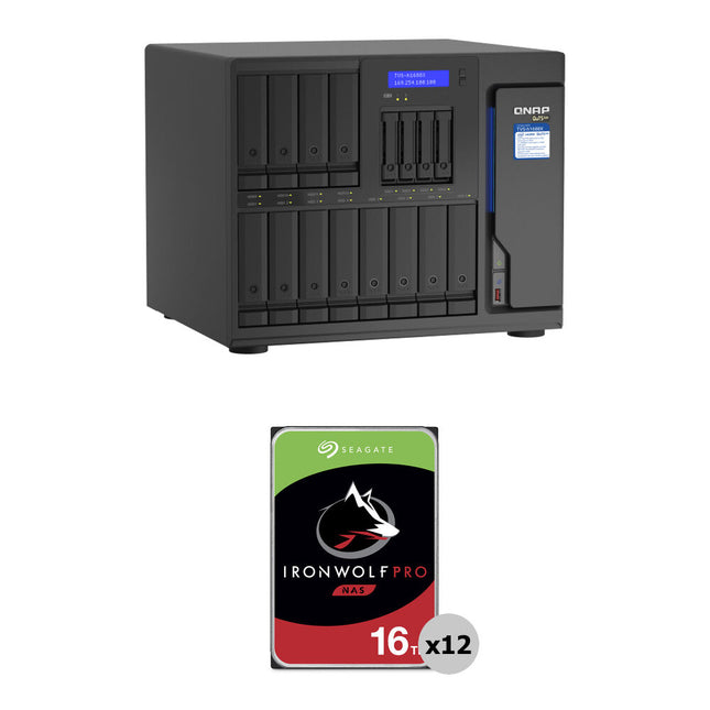 QNAP 192TB TVS-h1688X NAS 16 Bahías con 12x16TB 7200rpm SATA III HDD