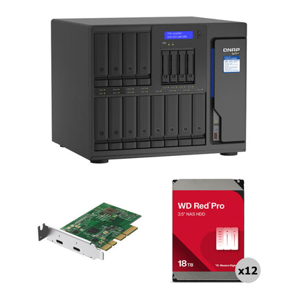 QNAP TVS-h1688X NAS con 16 Bahías 12x18TB 7200 rpm y Tarjeta Thunderbolt 3