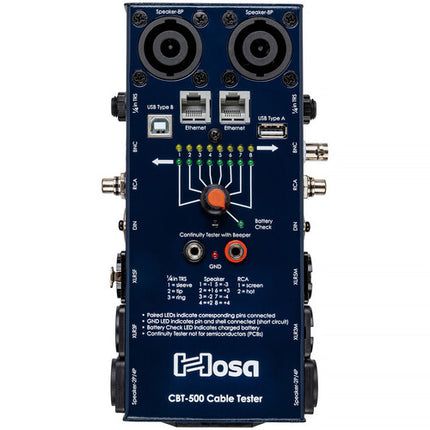 Hosa Technology CBT-500 Probador de Cable Audio con Multi Tipo y Leads Removibles