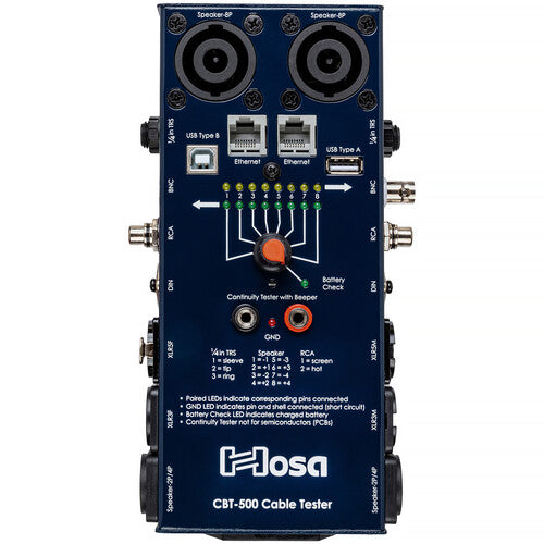 Hosa Technology CBT-500 Probador de Cable Audio con Multi Tipo y Leads Removibles