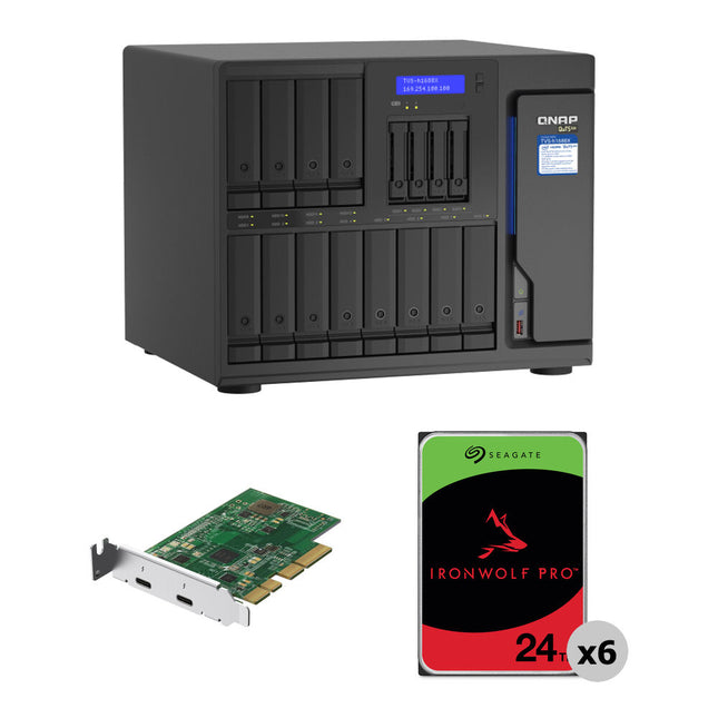 QNAP TVS-h1688X NAS 16-Bahías 144TB 6x24TB HDD Thunderbolt 3 Dual-Port