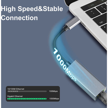 Adesso Adaptador de Red USB-C a Ethernet Gigabit con Cable Nylon Trenzado
