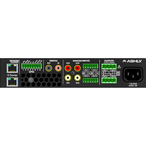 Ashly FXD125.4 Amplificador de Red con Dante 125W por Canal 1 RU 1/2 Rack