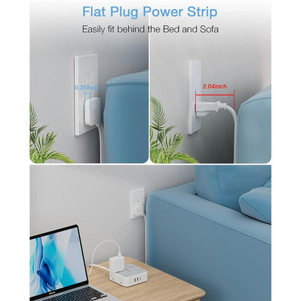 Tessan Protector de Sobretensión 8 Enchufes 2 USB-A 1 USB-C 15W 5ft