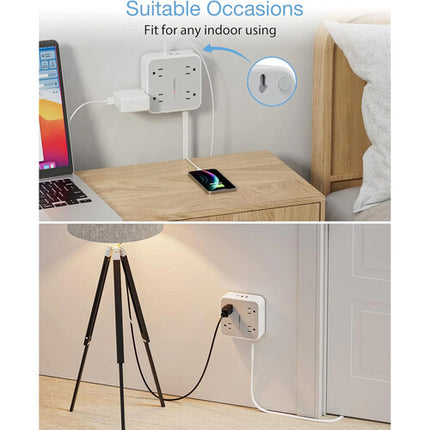 Tessan Protector de Sobretensión 8 Enchufes 2 USB-A 1 USB-C 15W 5ft