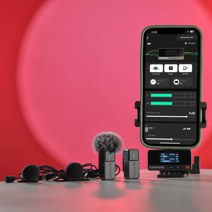 Saramonic Air Sistema de Micrófono Lavalier Inalámbrico 2.4 GHz 30+ Horas de Batería 300 m Alcance
