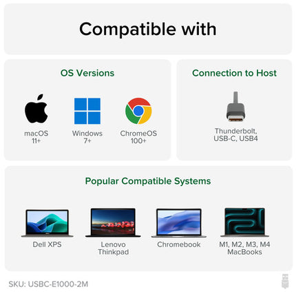 Plugable Cable USB-C 3.2 Gen 1 a Ethernet RJ45 Gigabit 2 Metros