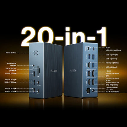iVANKY FusionDock Pro 2 estación de acoplamiento 4K 60Hz triple pantalla 180W