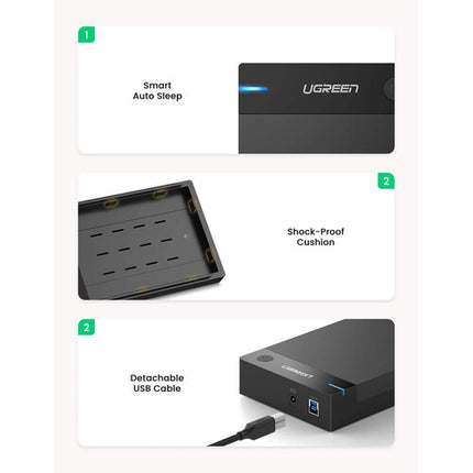 UGREEN Caja para Disco Duro SSD SATA III USB 3.2 Gen 1 3.5 2.5 Pulgadas