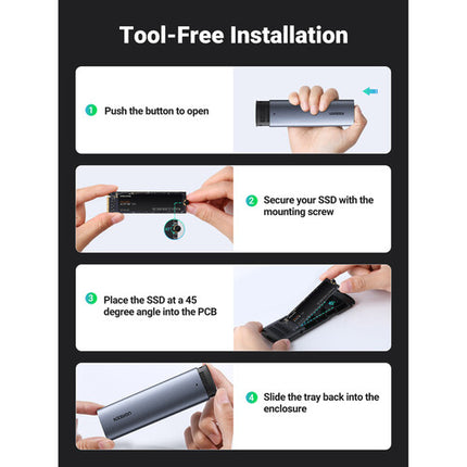 UGREEN USB 3.2 Gen 2 Carcasa M.2 NVMe SATA con USB-C 10 Gb/s y LED