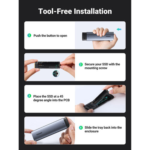 UGREEN USB 3.2 Gen 2 Carcasa M.2 NVMe SATA con USB-C 10 Gb/s y LED