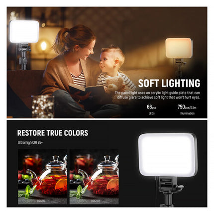 Neewer BASICS BP66 Panel LED Bicolor Kit 2 Luces 3200-5600K 5.9x4.1" con Filtros