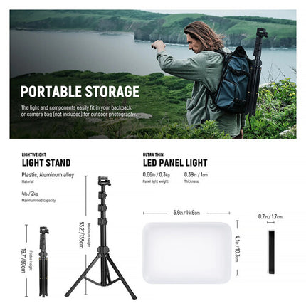 Neewer BASICS BP66 Panel LED Bicolor Kit 2 Luces 3200-5600K 5.9x4.1" con Filtros