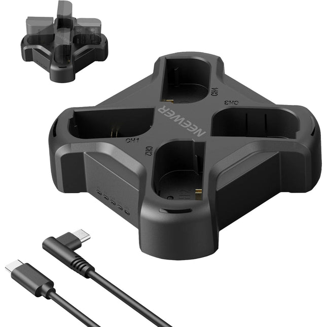 Neewer NW-P4 Cargador Rápido 4 Canales para Baterías LP-E6 USB-C