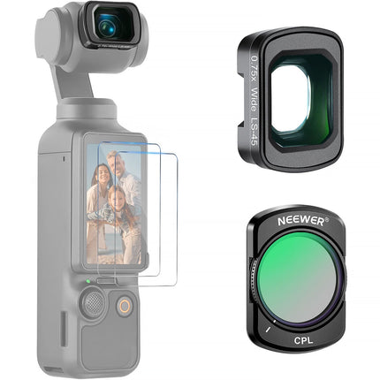Neewer FL-B29 Lente Gran Angular 0.75x 108° y Filtro CPL DJI Osmo Pocket 3