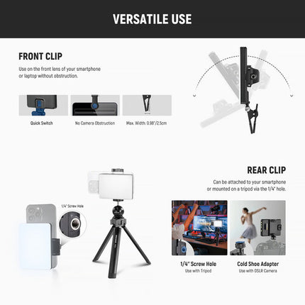 Neewer VL67B Luz LED Bicolor para Selfie con Clip 130 Lux y Batería integrada