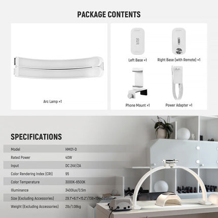 Neewer BASICS HM01-D Lámpara LED Bicolor Plegable 29 Pulgadas 850 Lux 3000-6500K Con Soporte Para Teléfono