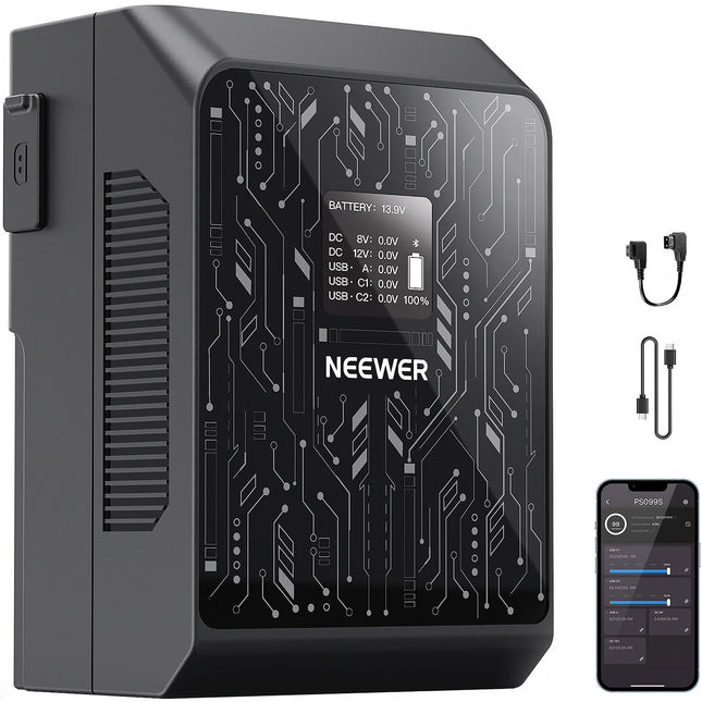 Neewer PS099S Batería Mini 99Wh 6800mAh V-Mount con Control App Bluetooth