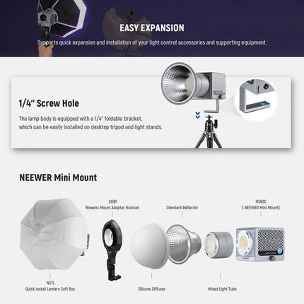 Neewer HS60C Pro RGB LED Monolight Luz Mixta 8700 Lux 2700-6500K