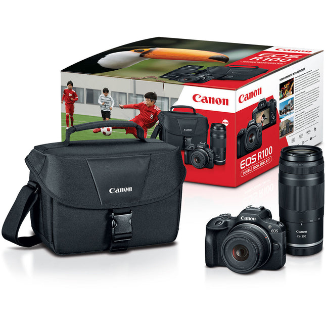 Canon EOS R100 Cámara sin Espejo 24.2MP Lentes 18-45mm 75-300mm Bolsa Negra