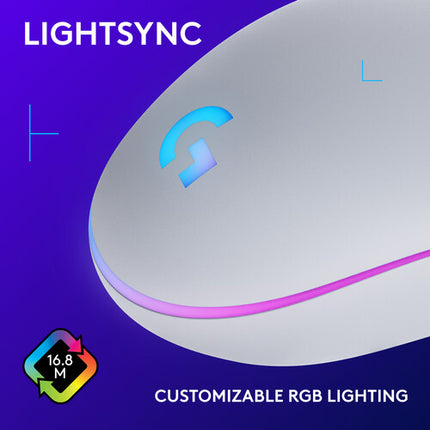 Logitech G G203 Lightsync Ratón Blanco USB 8000 dpi 6 Botones Programables