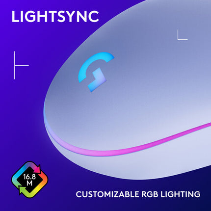 Logitech G G203 Lightsync Ratón Lilac USB 6.89 Pulgadas 8000 DPI